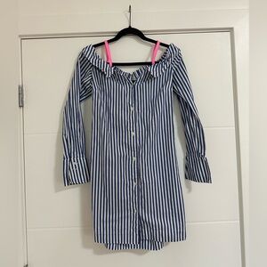 PINKO Navy & White Striped Shirt/Dress w/ Pink Straps